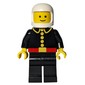 Fireman, Classic, Black Fire Jacket with Red Belt and Buttons, White Helmet (3842b Helmet)