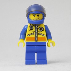 Coast Guard, Yellow Jacket with Zipper, Radio and Badge, Blue Helmet with Visor, Stubble (fig-001201)