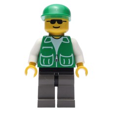Construction Worker, Green Jacket with Pockets, Green Cap, Sunglasses (fig-001213)