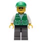 Construction Worker, Green Jacket with Pockets, Green Cap, Sunglasses