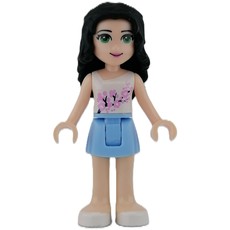 Emma - White Top, Bright Light Blue Skirt (fig-001232)