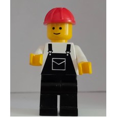 Man, Black Overalls, Red Hard Hat (3626b Head) (fig-001250)