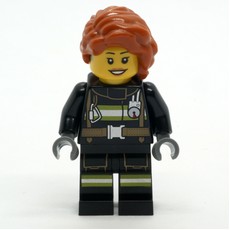 Firefighter, Black Fire Suit, Dark Orange Long Hair, Hearing Aid (fig-001294)