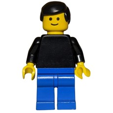 Man - Black Torso, Blue Pants, Black hair (fig-001309)