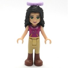 Emma - Magenta Top, Tan Trousers, Lavender Bow (fig-001388)