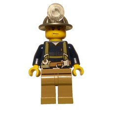 Miner, Dark Blue Shirt with Harness, Mining Hat, Sweat Drops (fig-001486)