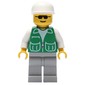 Man, Green Jacket, Light Gray Legs, White Cap, Sunglasses