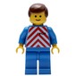 Train Worker - Red/White Shirt, Blue Legs, Brown Hair, (3626a Head)