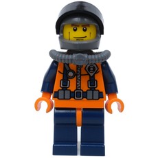 Coast Guard Diver, Orange Wetsuit with Coast Guard Badge, Dark Gray Helmet with Visor (fig-001518)