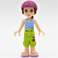 Mia - Medium Azure Top, Lime Trousers, Magenta Cap (fig-001569)