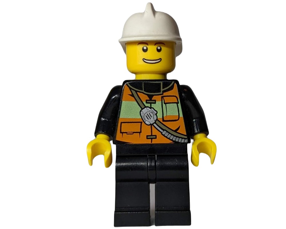 LEGO Set fig-001590 Fireman with Orange Safety Vest (2017 4 Juniors ...