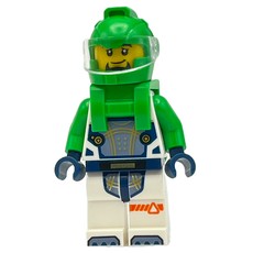 Astronaut, White Spacesuit, Bright Green Backpack and Helmet, Goatee (fig-001606)