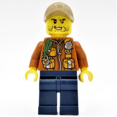 Explorer, Jacket with Pouches, Radio, and Rope, Dark Tan Cap, Stubble and Clenched Teeth (fig-001621)