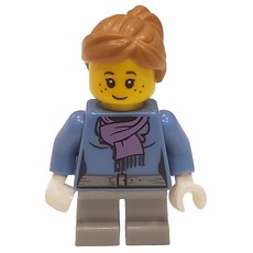 Girl, Medium Blue Jacket with Medium Lavender Scarf, Short Light Bluish Gray Legs (fig-001653)