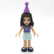 Emma - Medium Lavender Dotted Top, Light Aqua Skirt, Hat (fig-001666)