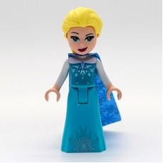 Elsa - Medium Azure Dress, Long Cape with Snowflakes (fig-001681)