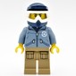 Policeman, Sand Blue Jacket with Pockets and 'POLICE' on Back, Dark Blue Dirt Bike Helmet with Goggles