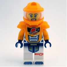 Astronaut, White Spacesuit, Bright Light Orange Armor and Helmet (fig-001881)