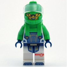 Astronaut, White Spacesuit, Bright Green Backpack and Helmet, Glasses (fig-001884)
