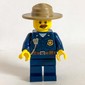 Mountain Police Chief, Dark Blue Shirt with Radio and Badge, Campaign Hat, Moustache