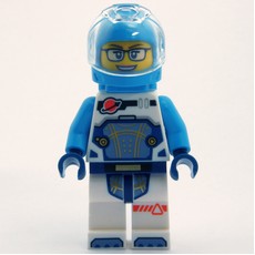 Astronaut, White and Dark Azure Spacesuit, Dark Azure Backpack and Helmet, Glasses (fig-001921)