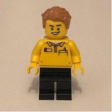LEGO Store Employee, LEGO Logo on Back, Medium Nougat Hair (fig-001931)