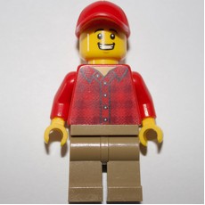 Man, Red Flannel Shirt, Dark Tan Legs, Red Cap (fig-001951)