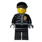 Policeman, Black Jacket with Pocket and Badge, Black Cap, Silver Sunglasses Print