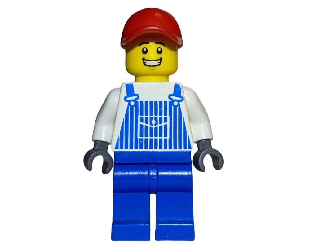 LEGO Set fig-002042 White Torso, Blue Overall, Red Cap (2009 Legoland ...