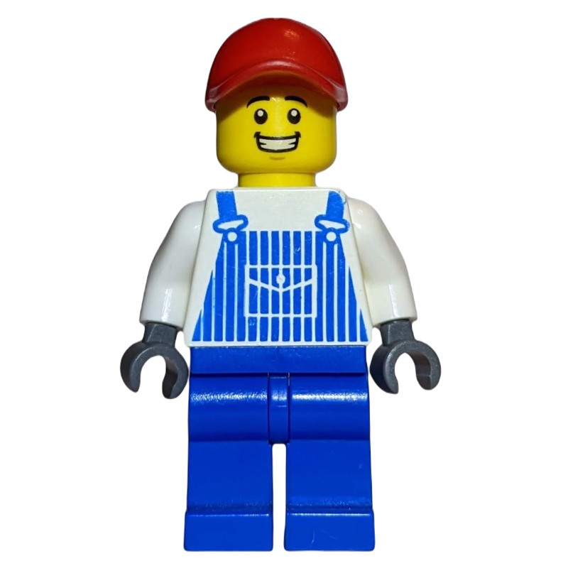 LEGO Set fig-002042 White Torso, Blue Overall, Red Cap (2009 Legoland ...