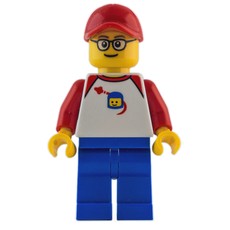 Man - White Torso, classic Space Logo, Blue Legs, Red Cap (fig-002063)