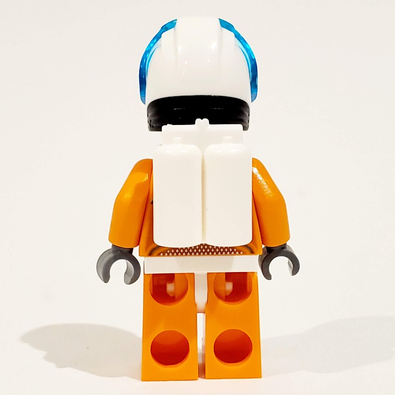 LEGO Set fig-002102 Astronaut - Orange Torso and Legs, White Helmet, Trans-Light  Blue Visor, Beard