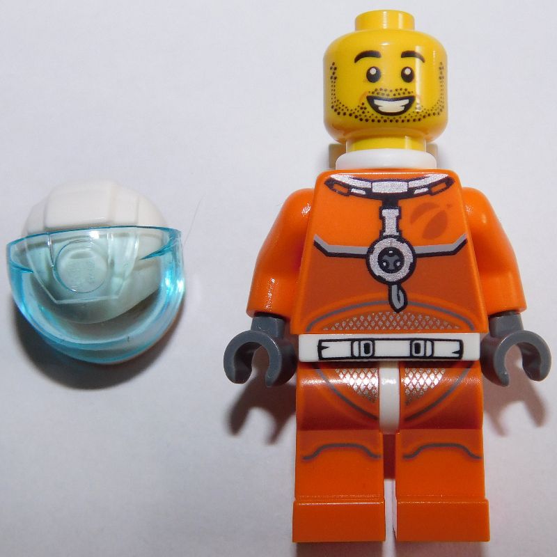 LEGO Set fig-002102 Astronaut - Orange Torso and Legs, White Helmet,  Trans-Light Blue Visor, Beard