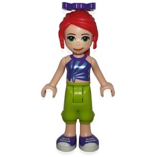 Mia - Dark Purple Top, Lime Trousers (fig-002106)