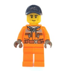 Construction Worker, Safety Jacket over Hoodie with Belt, Orange Legs, Dark Blue Cap (fig-002117)