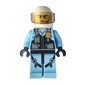 Policeman, Black Vest with Badge and Pouches over Bright Light Blue Shirt, White Helmet with Visor
