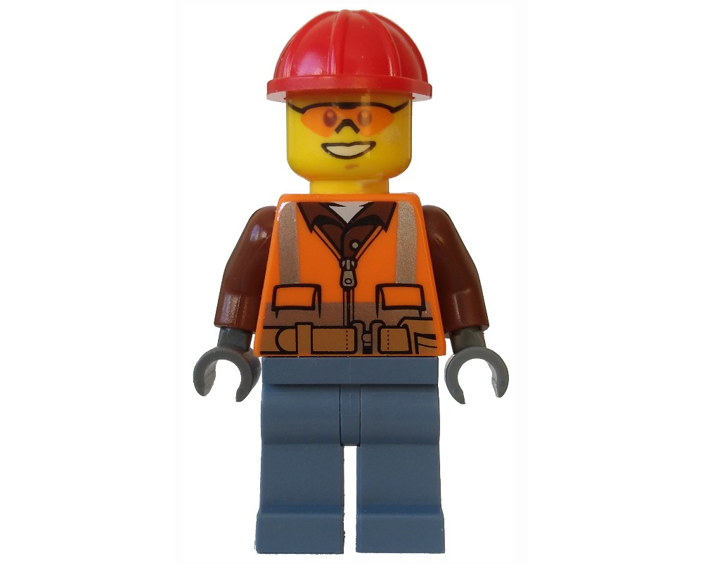 LEGO Set fig-002132 Lumberjack, Orange Safety Vest with Zipper over ...