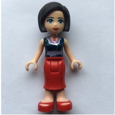 Anna - Dark Blue Vest, Red Dress (fig-002337)