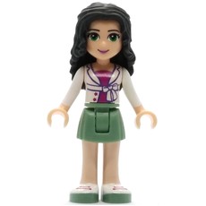 Emma - White Shirt, Sand Green Skirt (fig-002359)