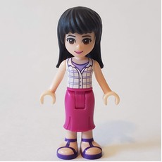 Maya - White Plaid Top, Magenta Dress (fig-002379)