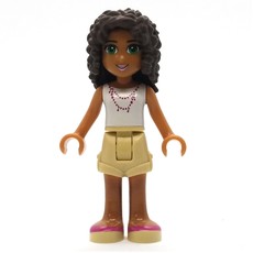 Andrea - White Top, Tan Shorts (fig-002381)