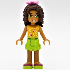 Andrea - Bright Light Orange Top, Lime Shorts (fig-002389)