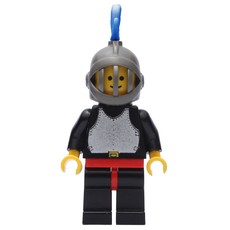 Knight (Breastplate on Black) - Black Legs, Dark Gray Helmet, Blue Plume (fig-002478)