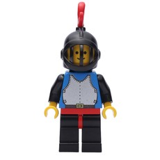 Knight (Breastplate on Blue) - Black Legs, Black Helmet, Red Plume, Plastic Cape (fig-002479)