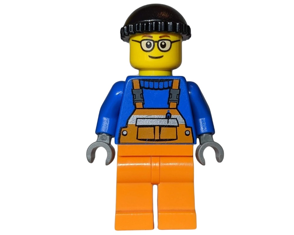 LEGO Set fig-002487 Worker with Black Hat (Crane Operator ...