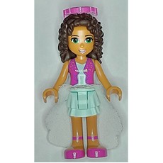 Andrea- Magenta Vest, Light Aqua Skirt (fig-002588)