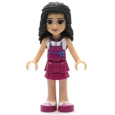 Emma - White Top, Magenta Apron (fig-002601)