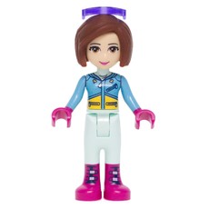 Amy - Medium Azure Ski Vest, Light Aqua Trousers, Glasses (fig-002606)