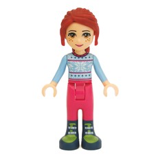 Mia - Bright Light Blue Sweater, Magenta Trousers (fig-002607)