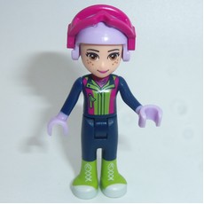 Mia - Lime Ski Vest, Dark Blue Trousers (fig-002611)